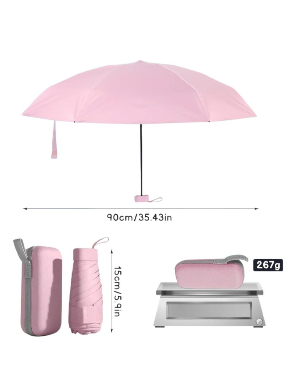 Compact Blue 6 Inch Travel Umbrella - Folding Pocket Umbrella UPf50 NWT - Picture 9 of 9